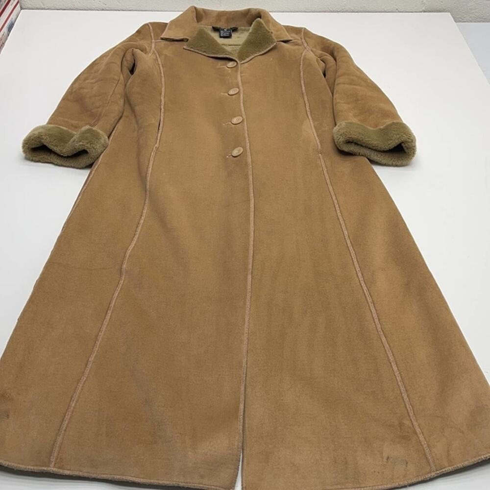 FUDA Womens Tan Faux Suede Ranchers Trench Coat